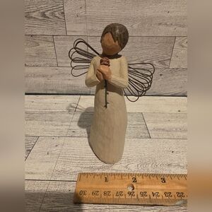 Willow Tree Cream Angel Figurine with Brown Accents